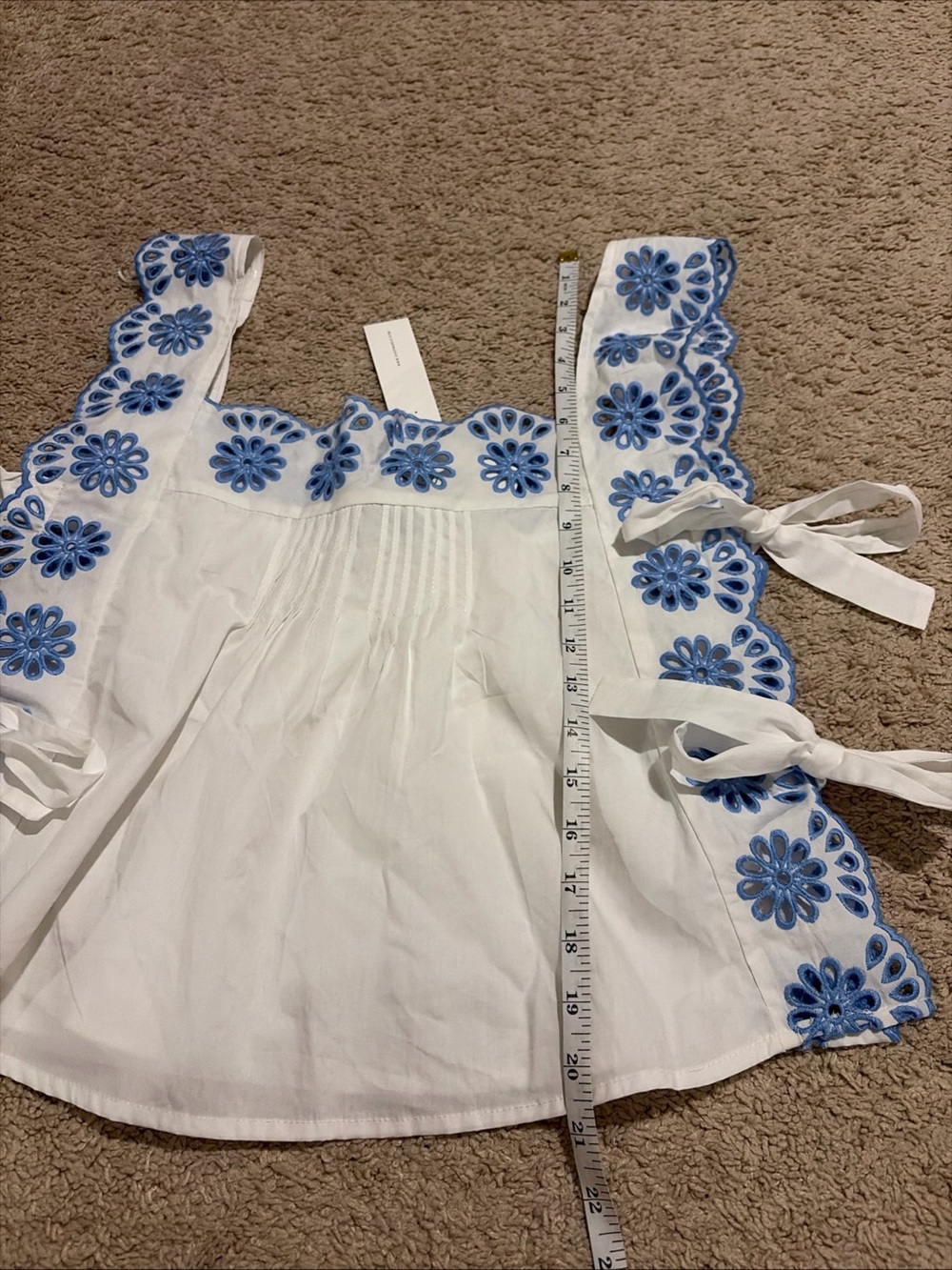 NWT Mable Anthropologie Blue White 100% Cotton Floral Shirt Top Blouse Large - Picture 2 of 8